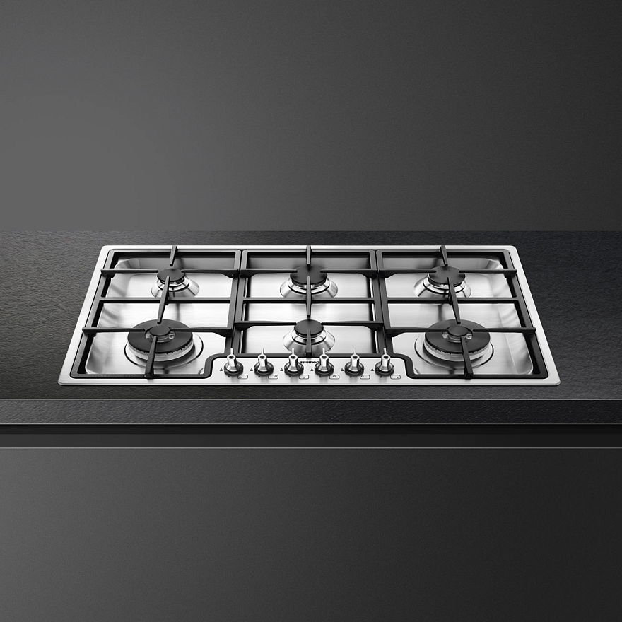 SMEG PGF962 Газовая варочная панель, 86,7 см, нержавеющая сталь